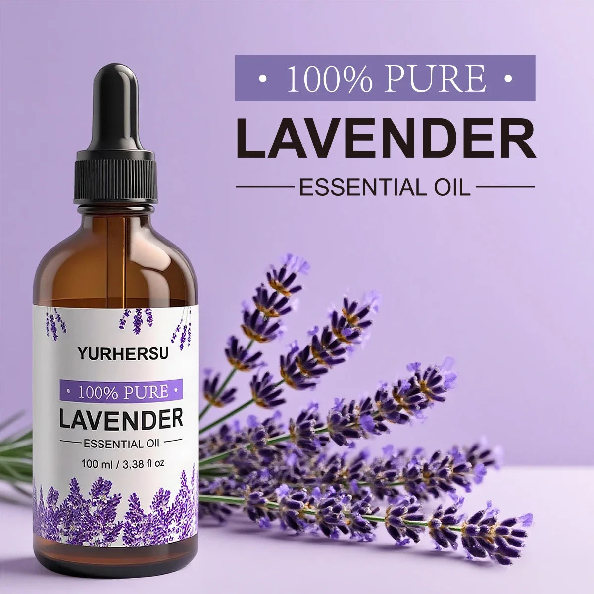 High Strength Lavender Oil for Aromatherapy, Relieves Stress & Anxiety, Promotes Deep Sleep & Healing