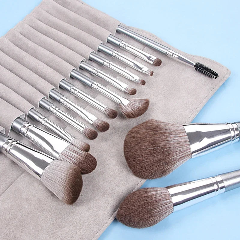 14Pcs Soft Cosmetic Makeup Brush Set Eyeshadow Eyebrow Highlight Lip Brushes Multifunctional For Face Eye Makeup Beginner Tools