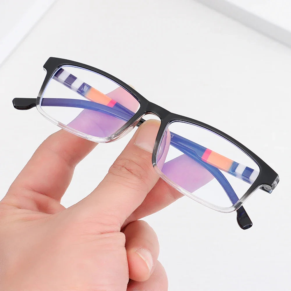 Fashion Anti-Blue Light Gradient Rrectangle Reading Glasses Men Women Urltra-Light Eye Protection Eyeglasses
