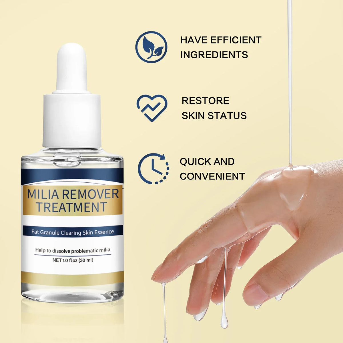 Milia Remover Essence Treatment Fat Granule Clearing Skin Hyaluronic Acid Deep Hydration and Gentle Exfoliation Hydrates Smooths