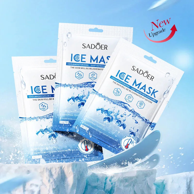 5pcs SADOER Ice Masks for Face Deep Hydrating Moisturizing Brightening Firming Face Mask Sheet Facial Masks Beauty Skin Care
