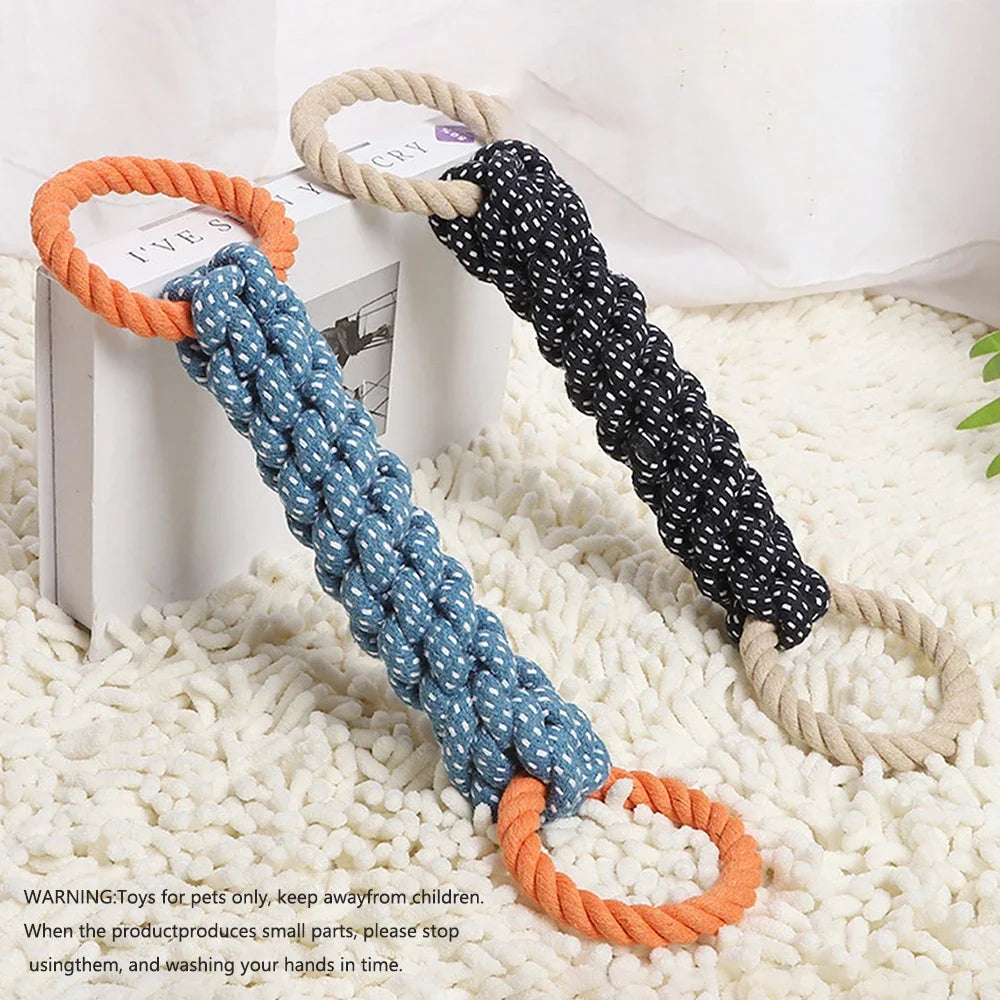 1PC Handwoven Pet Dog Toy for Teeth Cleaning And Chew Fun Random Color Natural Bite Rope Dog Plaything