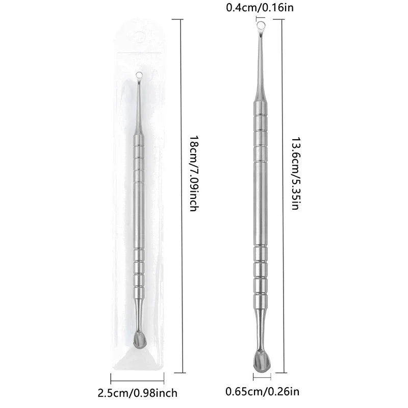 Stainless Steel Double-Ended Nail Care Tool Cuticle Pusher Remover Manicure Cleaner Circle & Horseshoe Header