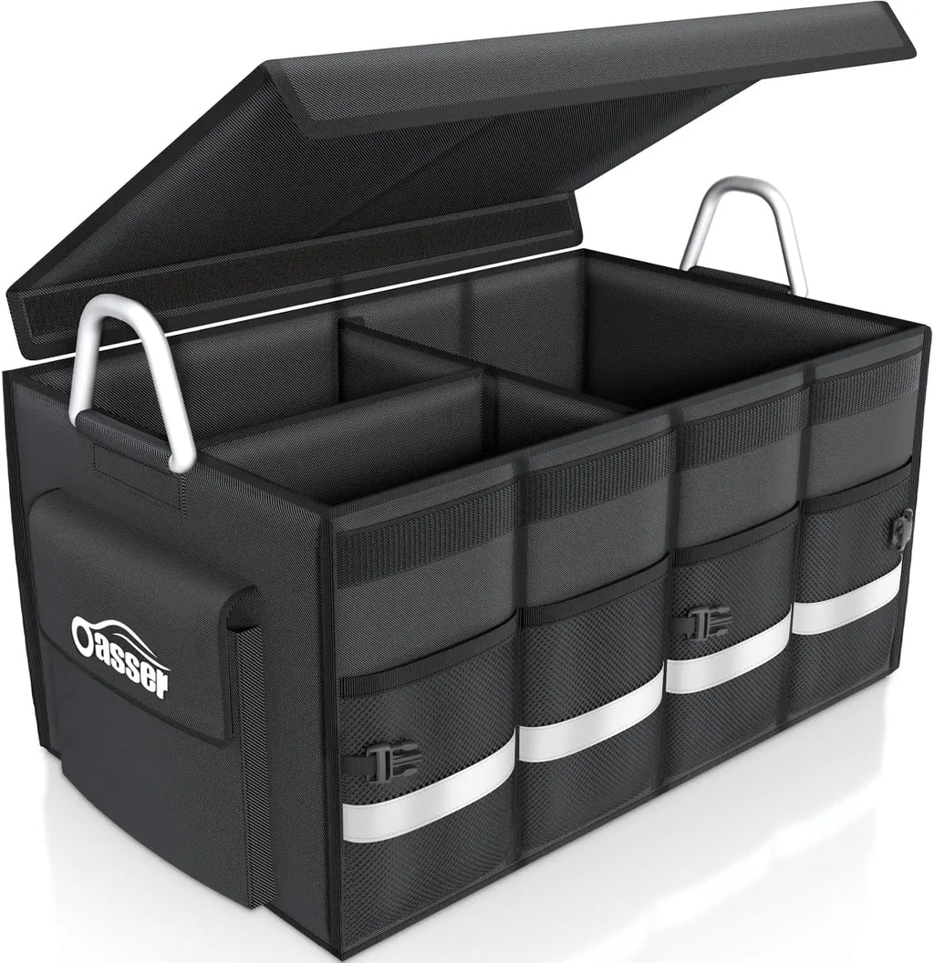 Trunk Organizer Car Accessories Trunk Storage Waterproof Collapsible Durable Multi Compartments with Foldable Cover