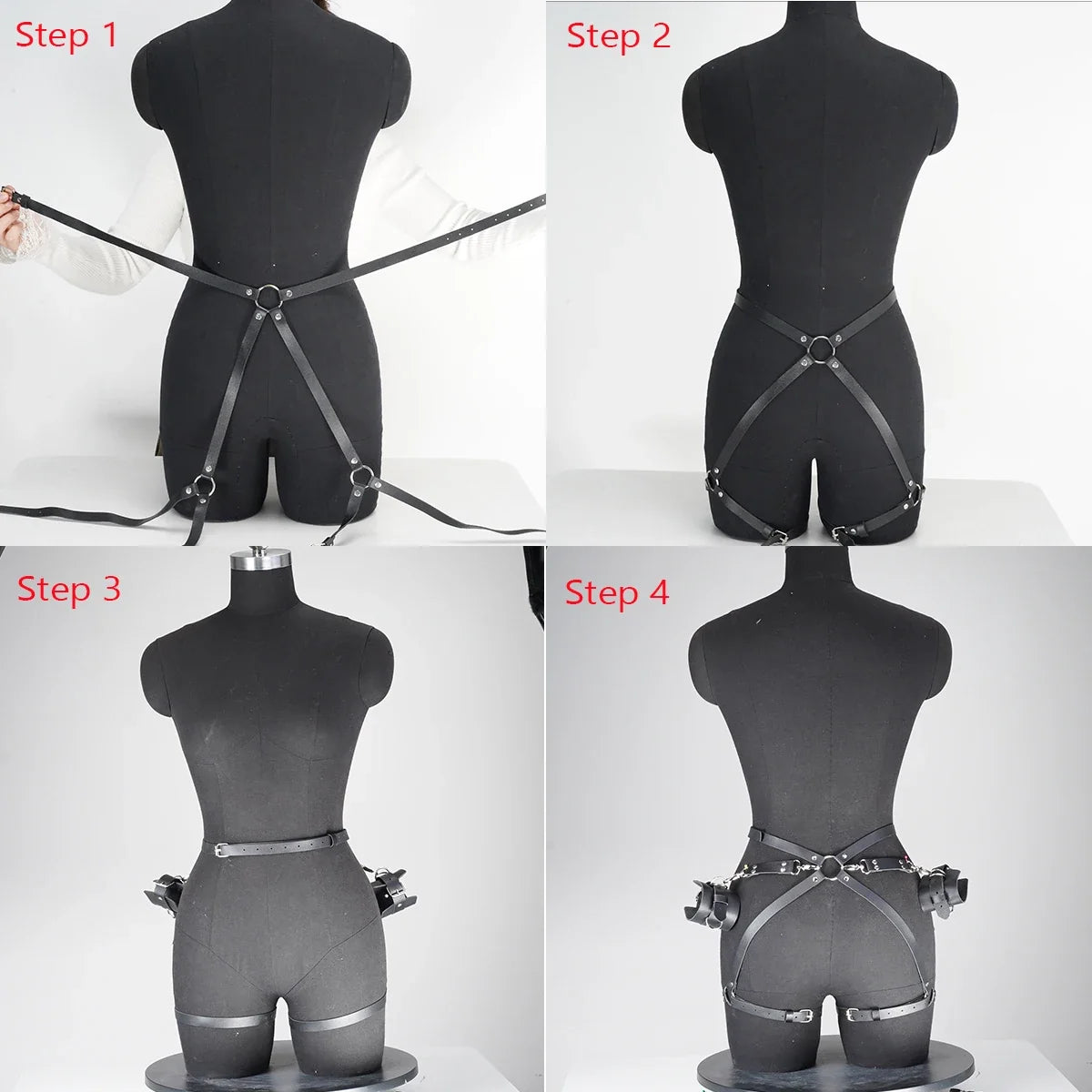 Ladies' punk style bondage art adjustable circular cuffs&thigh straps, essential for intimate role-playing