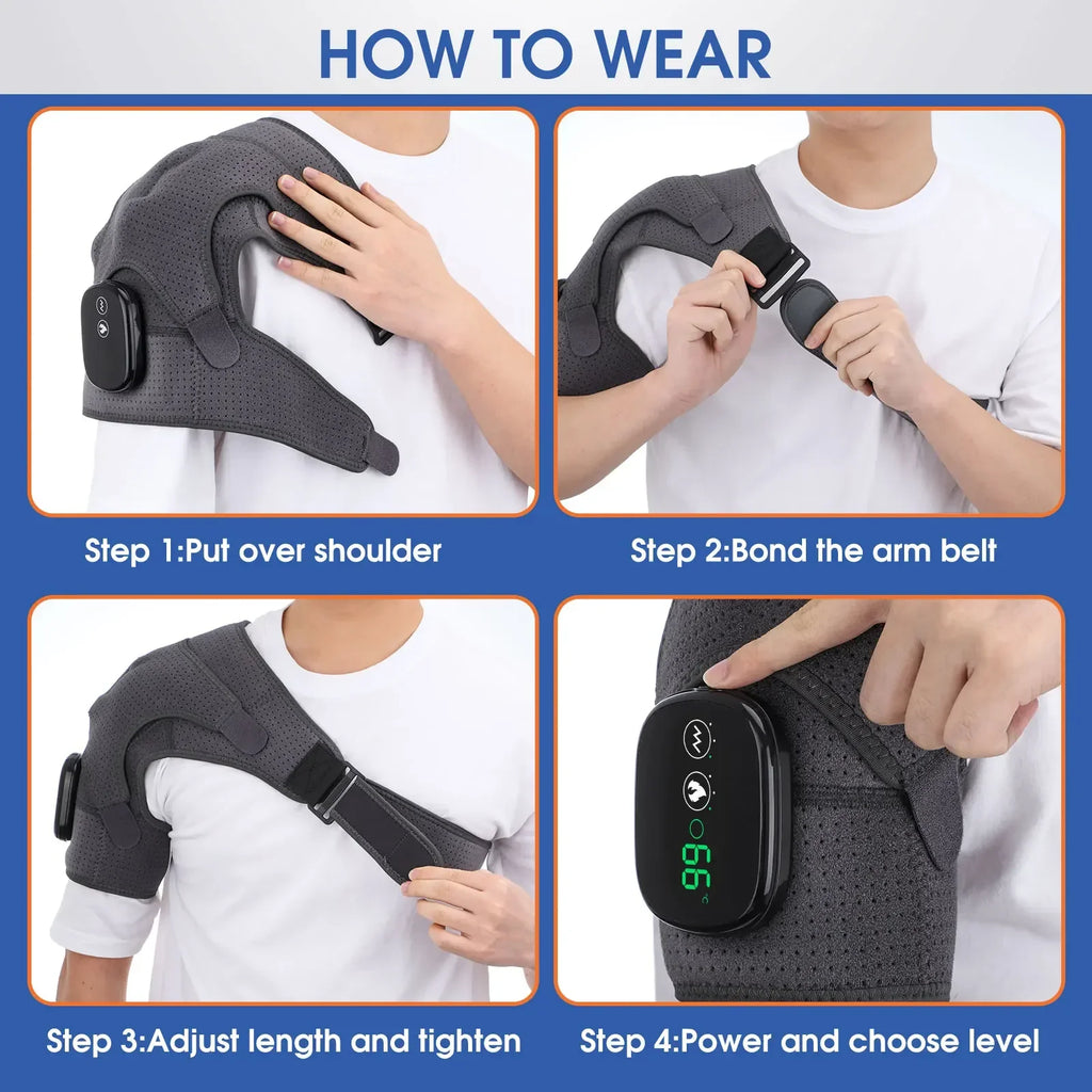 Electric Heating Shoulder Massage Back Shoulder Brace Shoulder Support Adjustable Led Hot Compress Heating Belt