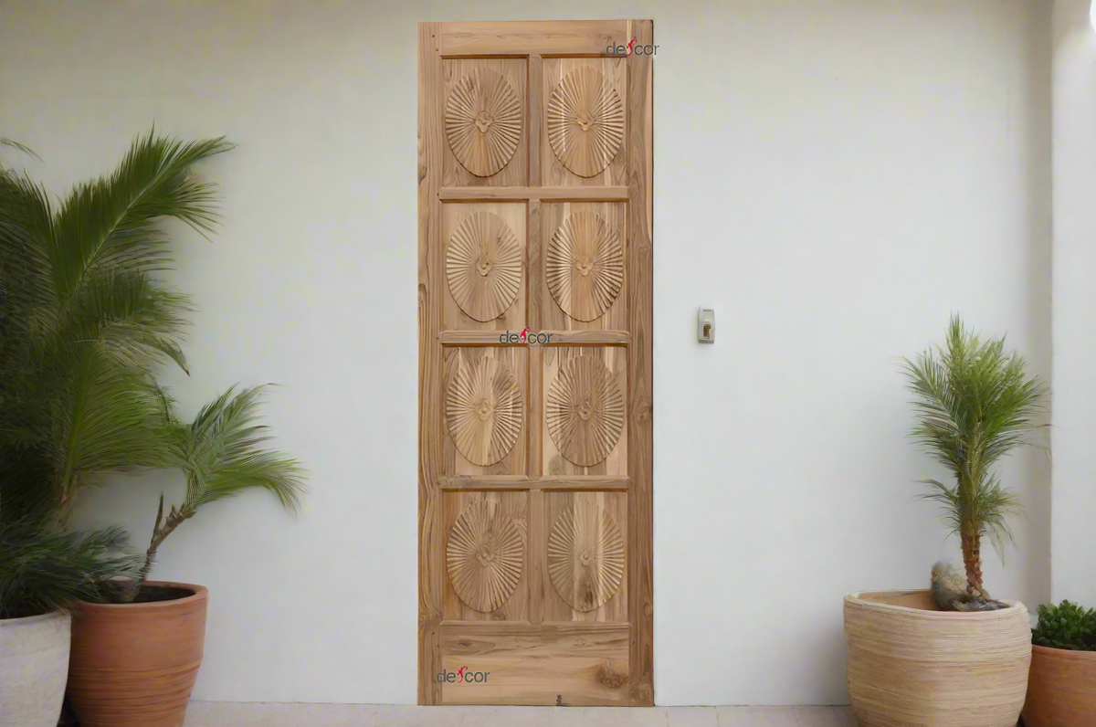 Sleek Portuguese Colonial Sunburst Door
