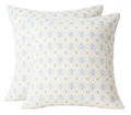 Edward Floral Pillow Cover in Blue and Green, Merika Meyer Textiles