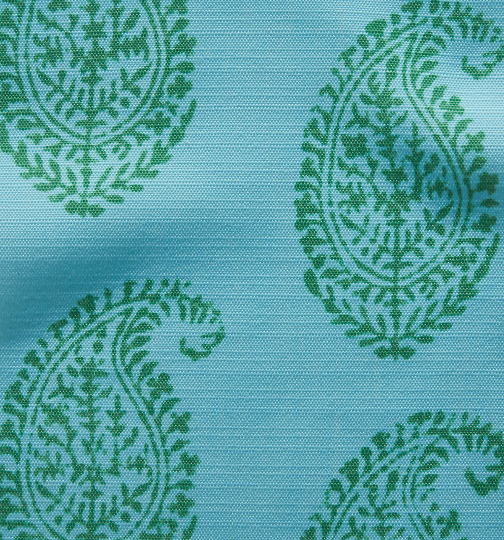 Kashmir Paisley Floral Pillow Cover in Green and Blue, Indoor/Outdoor Pillows, Peter Dunham Textiles