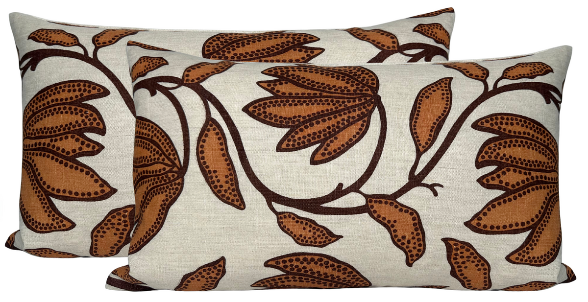 Desert Floral Pillow Cover in Ochre, Thibaut Pillows
