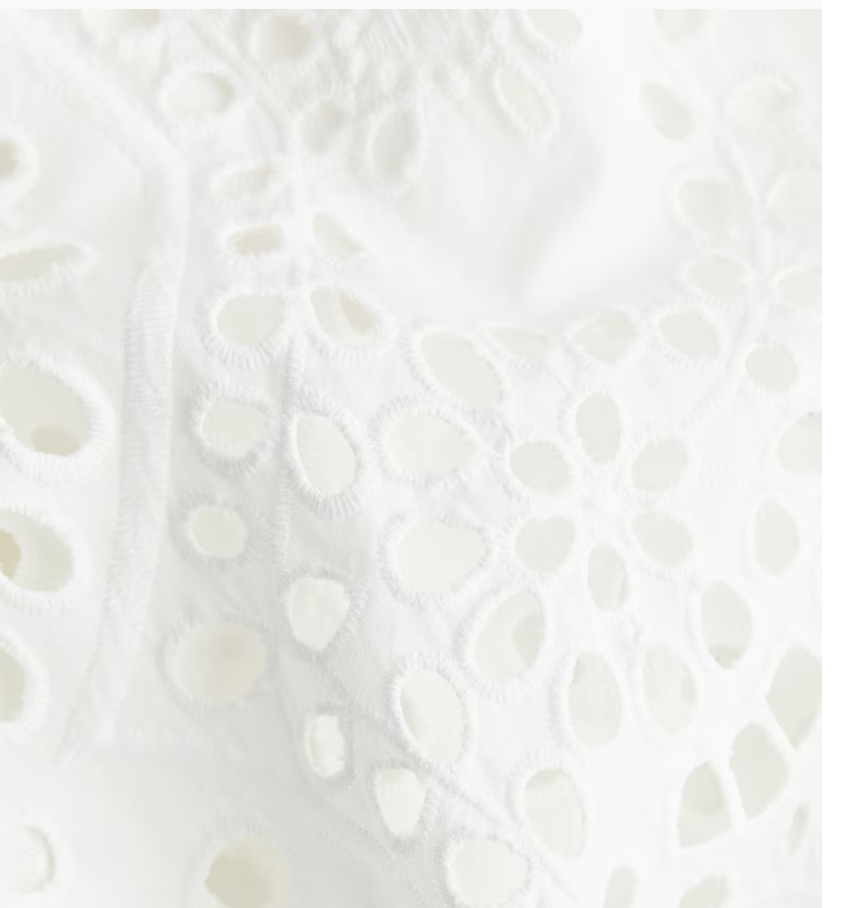 H&M Dress with Eyelet-Embroidered Sleeves, Medium