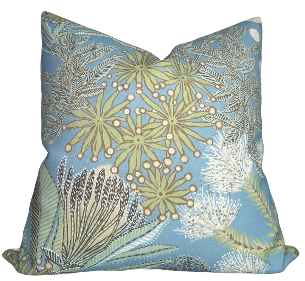 Protea Performance Pillow Cover in Spa Blue, Thibaut Pillows