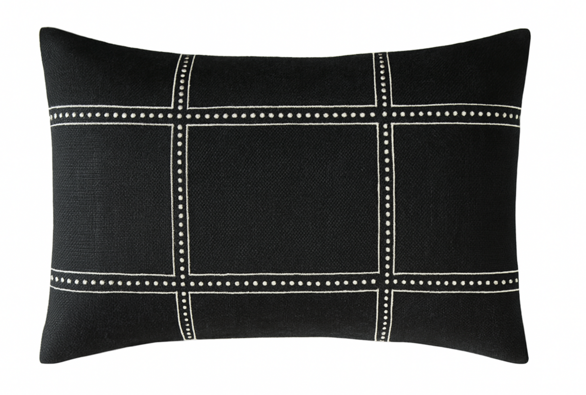 Postage Pillow Cover in Black, Designer Pillows
