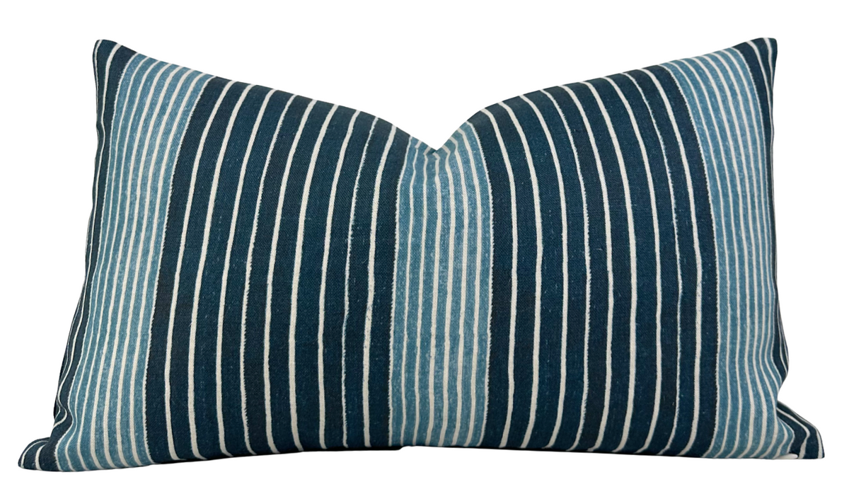 Mediterranean Stripe Pillow Cover in Indigo, McLaurin + Piercy Textiles