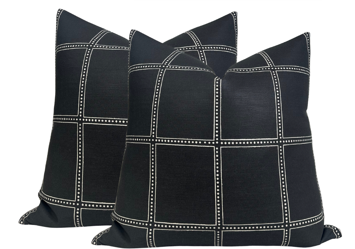 Postage Pillow Cover in Black, Designer Pillows