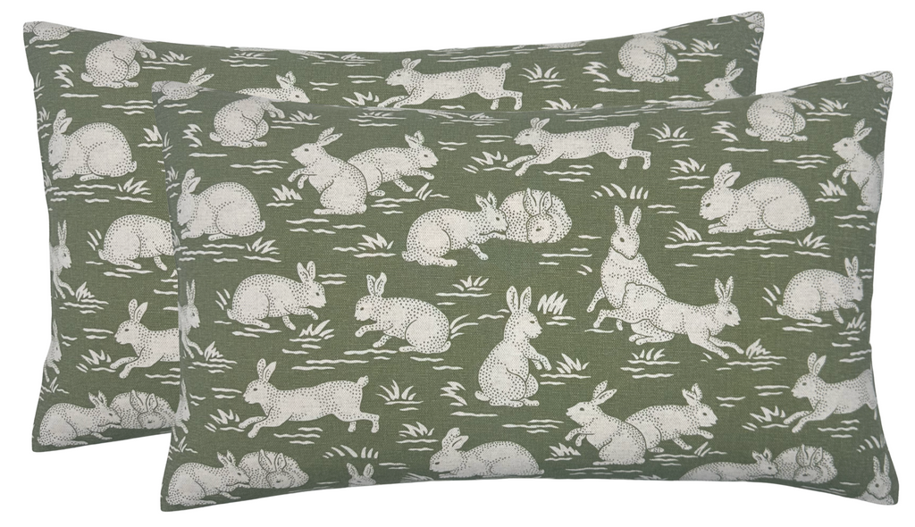 Cottontails Pillow Cover in Sage Green, Schumacher Textiles