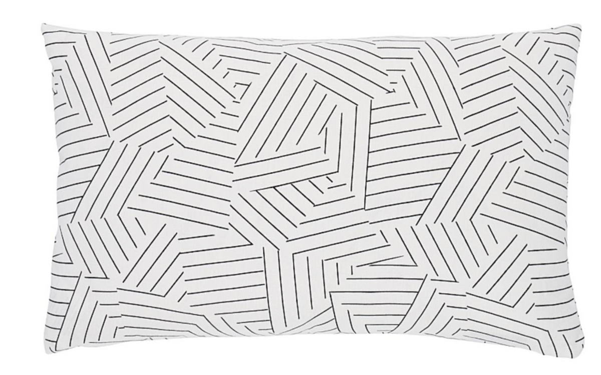 Deconstructed Stripe Pillow Cover in Black, Linen Pillows, Schumacher Textiles