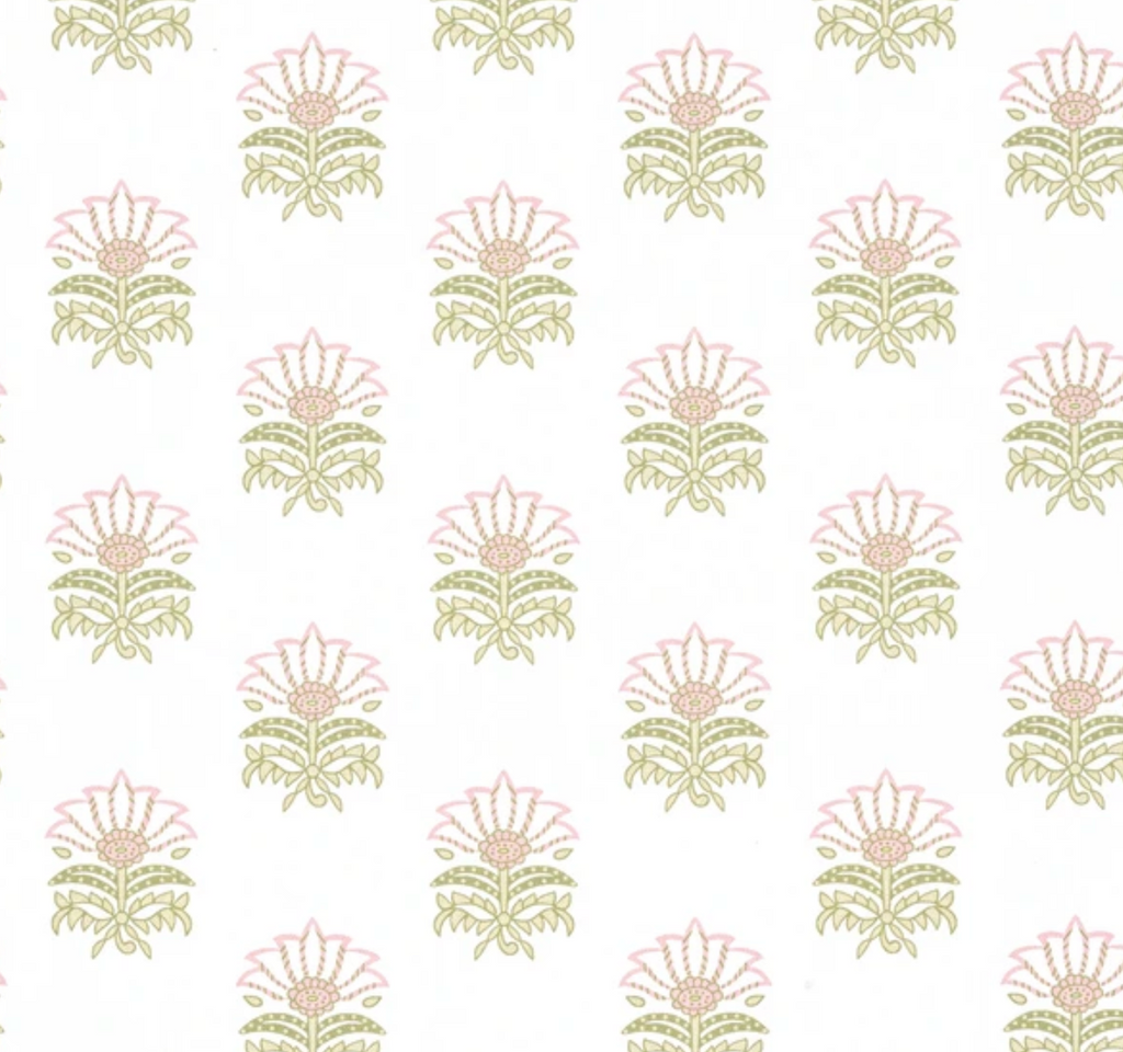 Milford Pillow Cover in Pink and Green, Thibaut Pillows