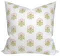 Milford Pillow Cover in Pink and Green, Thibaut Pillows