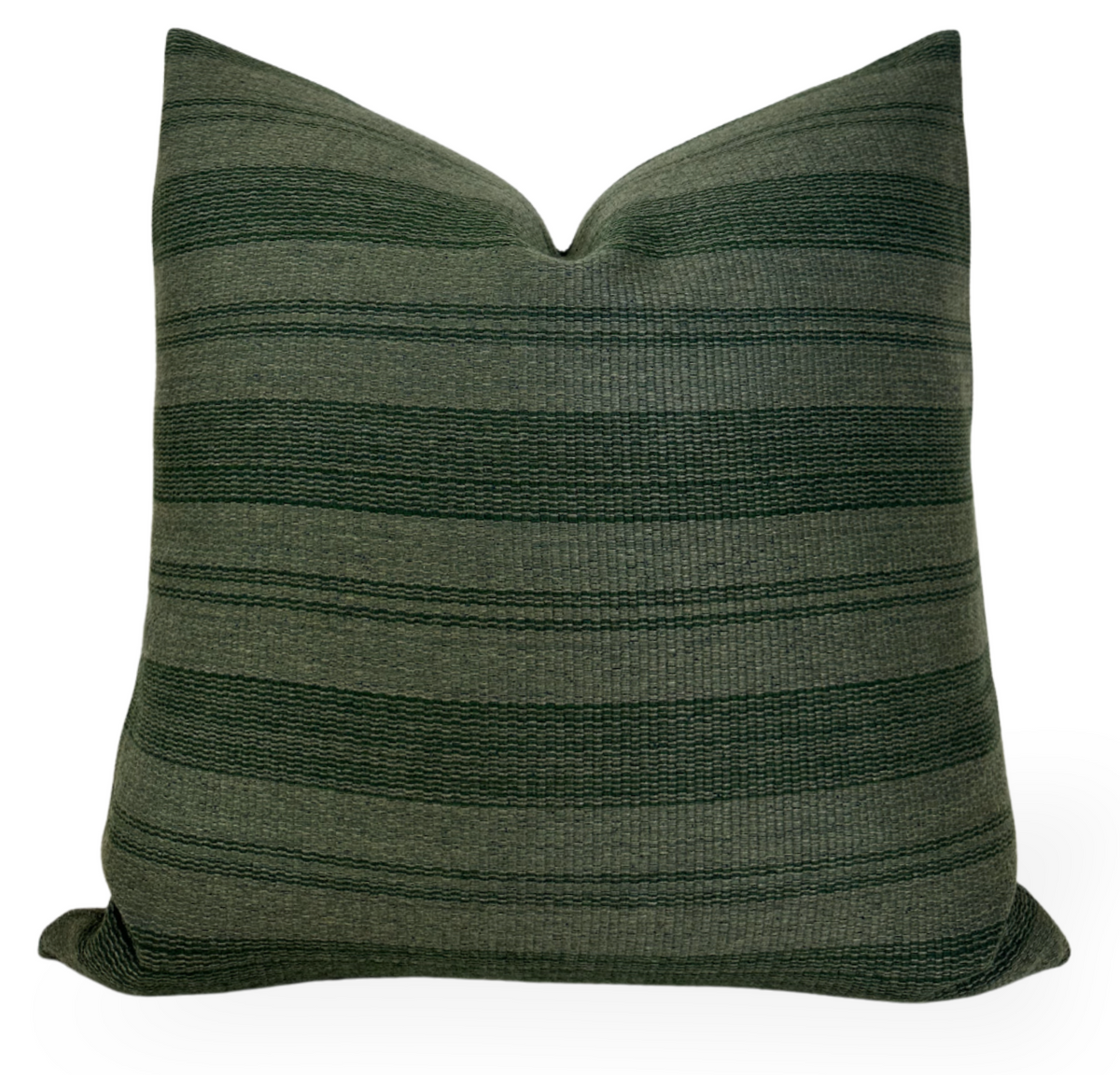 Striped Woven Pillow Cover in Forest Green