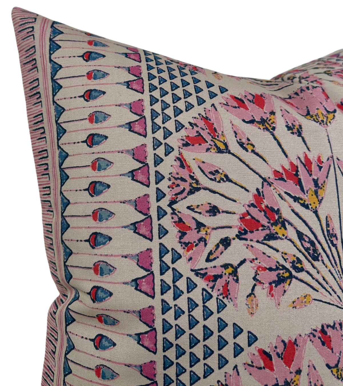 Cairo Pillow Cover in Pink and Coral, Thibaut Pillows