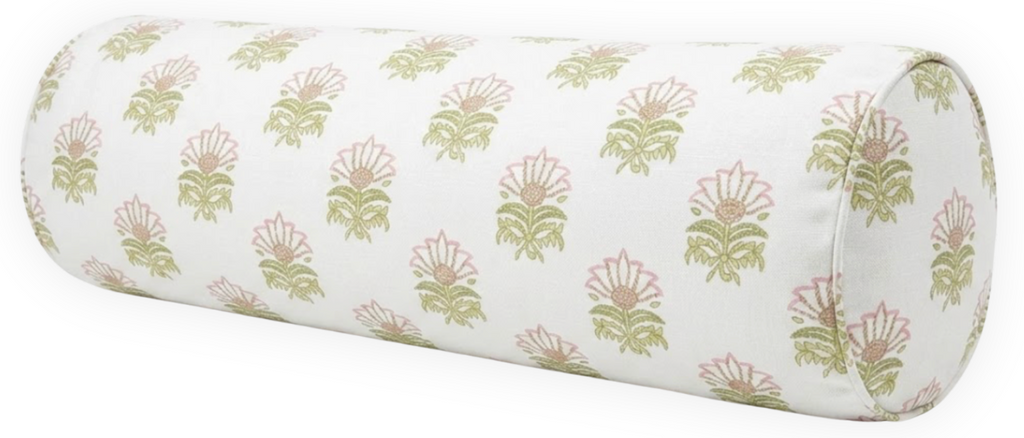 Milford Pillow Cover in Pink and Green, Thibaut Pillows