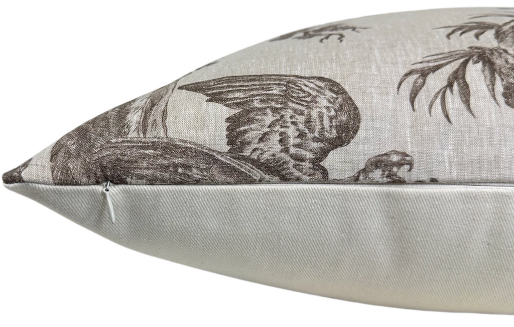 Western Toile Pillow Cover in Sepia Brown, Schumacher Textiles