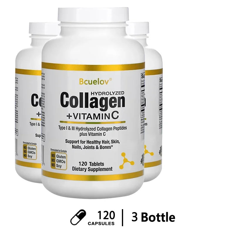 bcuelov Hydrolyzed Collagen Peptides - Nutritional Supplement for Healthy Hair, Skin and Nails
