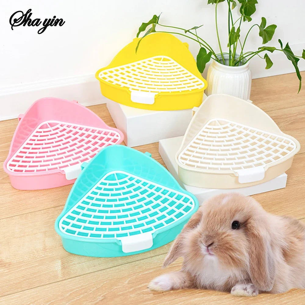 1PC Triangle Potty Corner Litter Box for Small Animals for Rabbits and Hamsters Design Easy to Space-Saving Toilet Tray