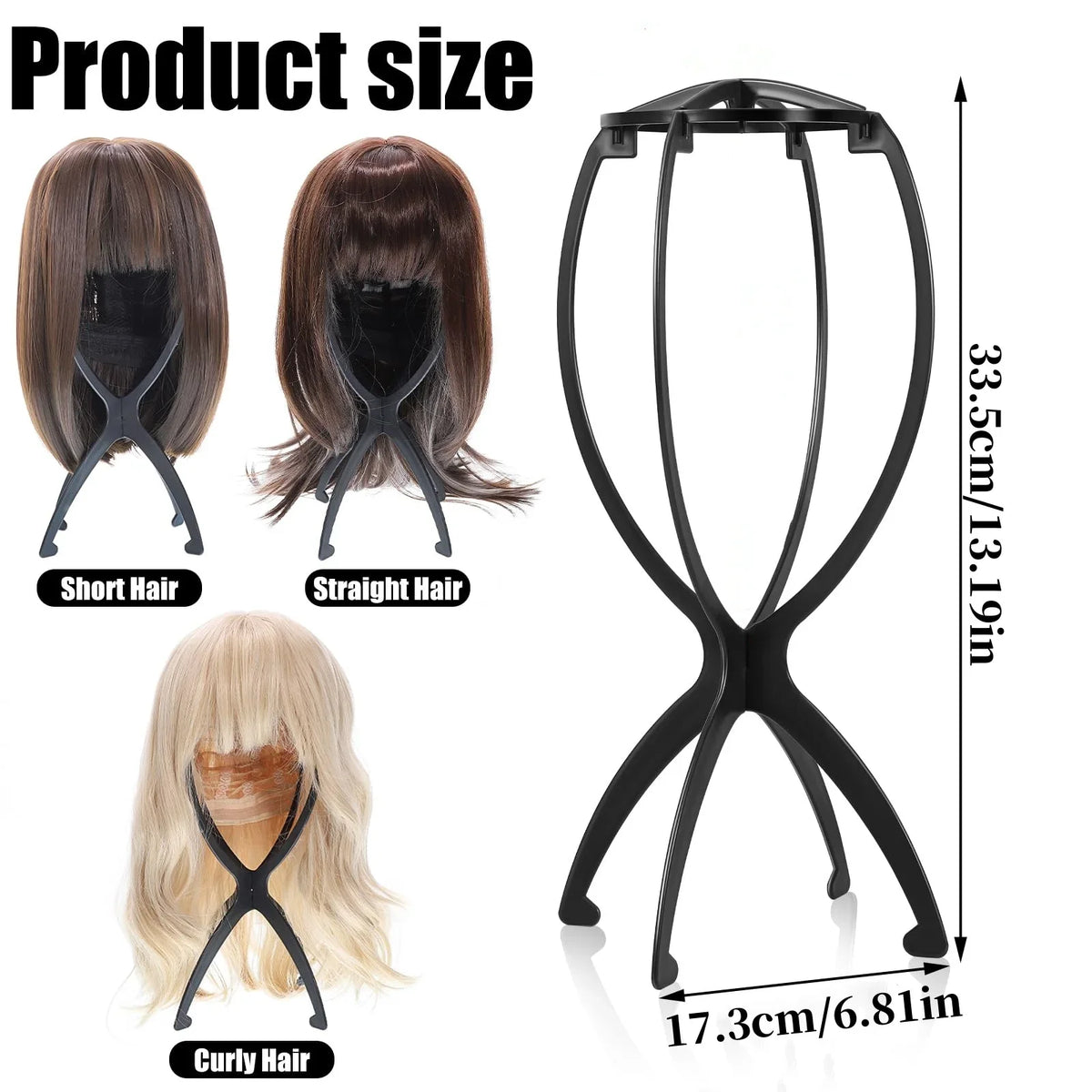 1/2/3pcs Folding Wig Stand Plastic Portable Hat Display Stand Adjustable Durable Barbershop Fashion Model Holder Home Salon Use