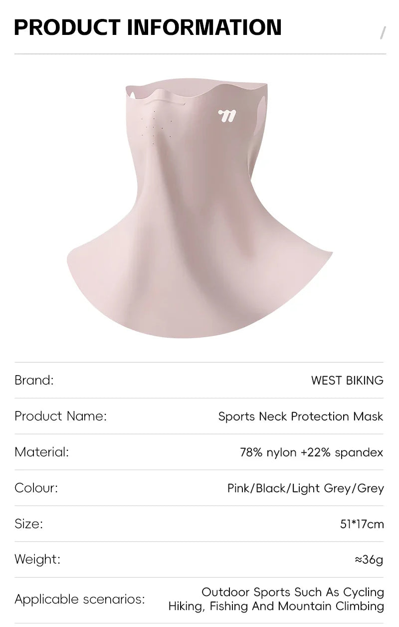 WEST BIKING Mask Breathable Sunscreen Face Veil Ice Silk Face Mask Sun Protection Neckline Face Cover Summer Cycling Hiking