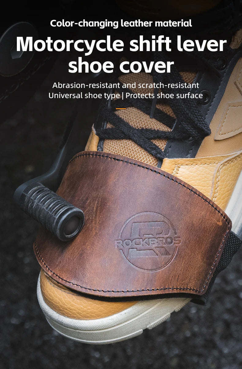 ROCKBROS Motorcycle Shift Lever Shoe Cover Non-slip And Wear Resistant Leather Motorcycle Shoes Protection Gear Shift Pad