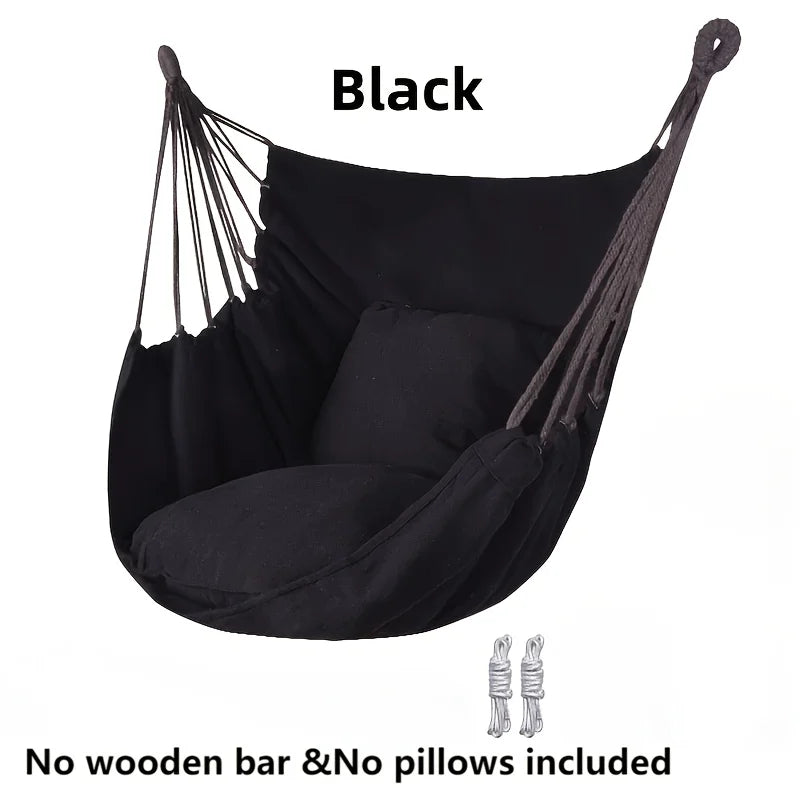 Durable Portable Hammock Chair Striped Design Comfortable Hanging Lounger for Camping Backyard Garden Patio Rest