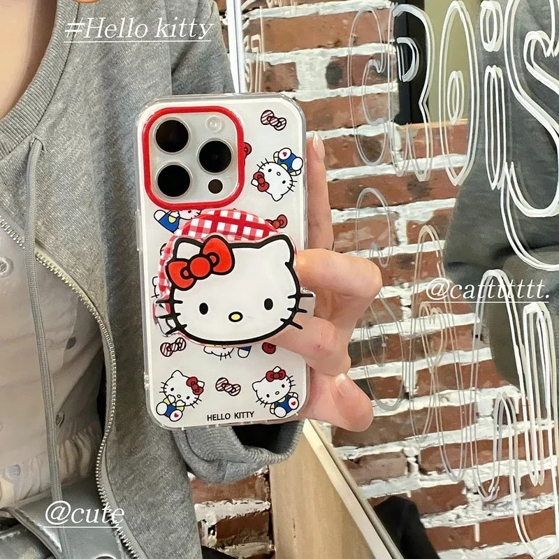 Cute Cartoon Sanrio Hello Kitty Magnetic Grip Tok Holder Magsafe Wireless Charge Phone Case