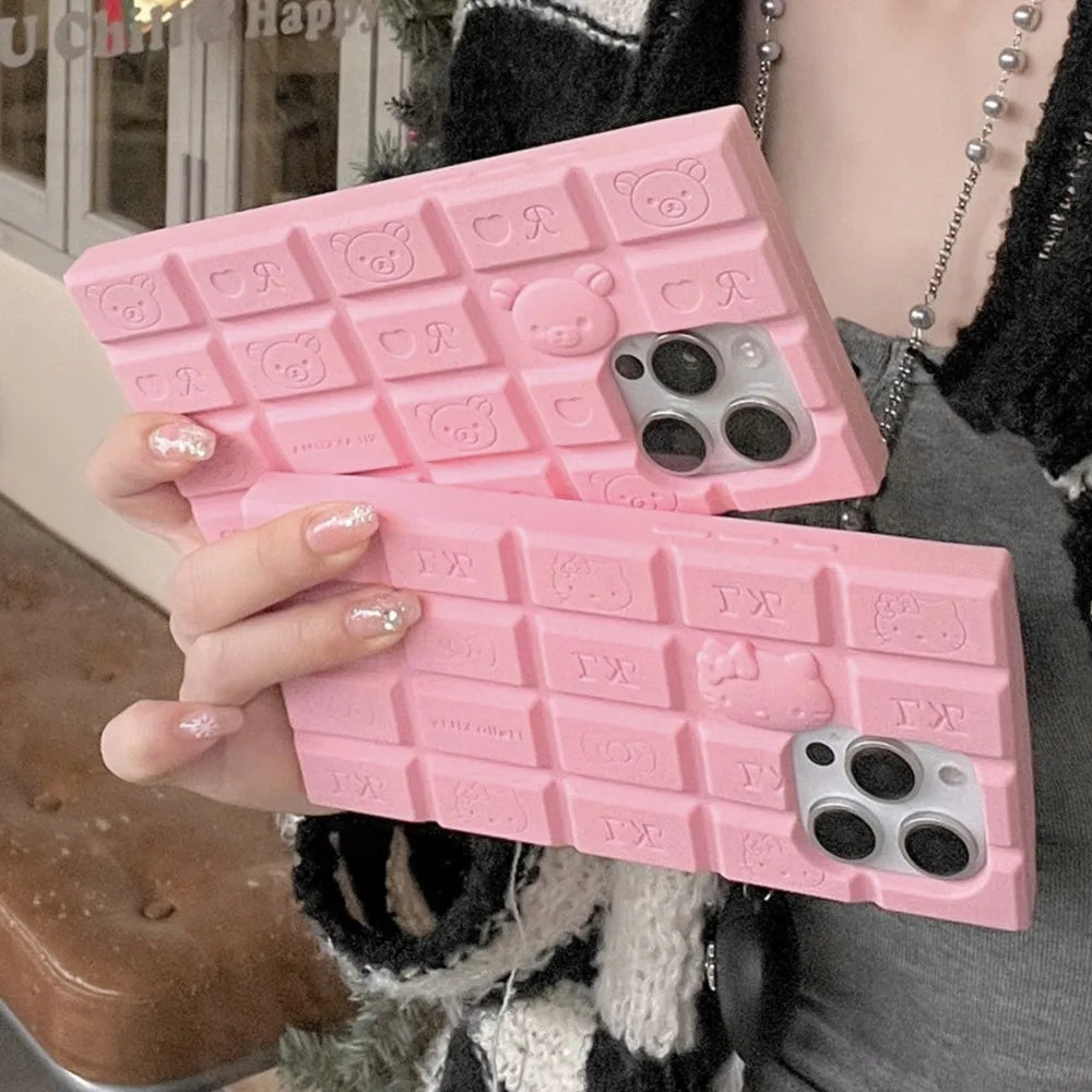3D Cartoon Chocolate Hello Kitty Rilakkuma Soft Silicone Phone Case
