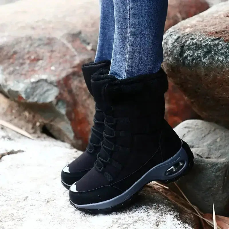 Comfortable Lace-up Hiking Boots for Women - Warm, Waterproof, and Durable