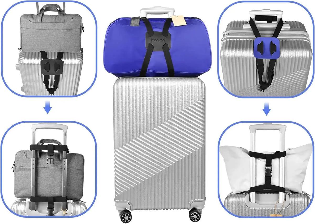 Luggage Straps Bag Bungee，Luggage Straps Suitcase Adjustable Belt，Add a Bag Easy to Travel Suitcase Elastic Strap Belt – (Black)