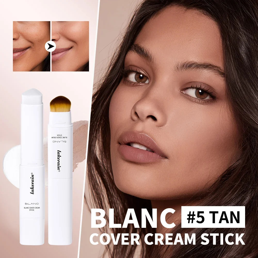Lakerain Color Changing Foundation Stick Full Coverage Matte Finish Dual-Ended Brush & Stick Waterproof Smooth Foundation Makeup
