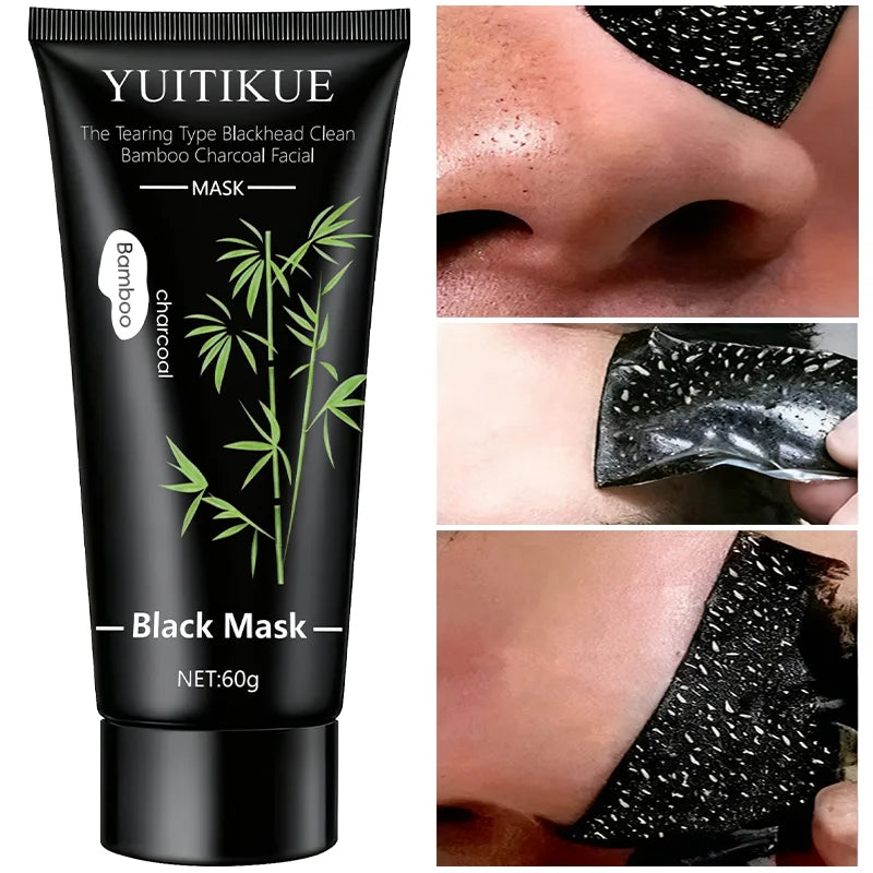 YUITIKUE Bamboo Charcoal Black Mask 60g - Tearing Type Deep Cleanse, Blackhead Removal for Clear Skin
