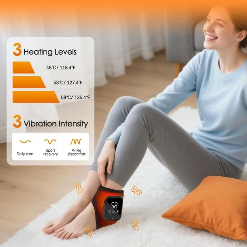 Electric Heat And Vibration Ankle Massager Infrared Hot Compress Therapy Ankle Massage Heated Wrap Support Brace Foot Protector