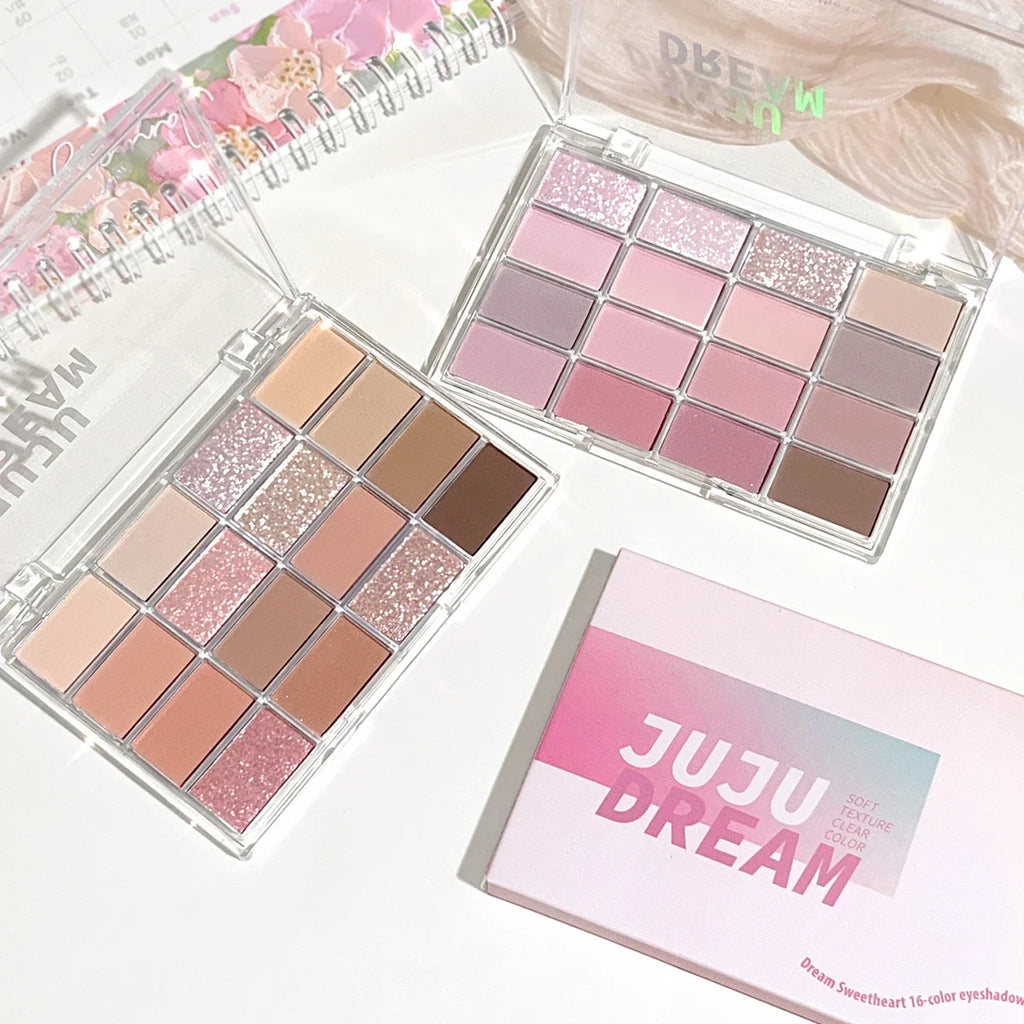 Love the 16-color eye shadow plate, pearlescent matte lying silkworm, brighten the low-saturated earth color daily makeup