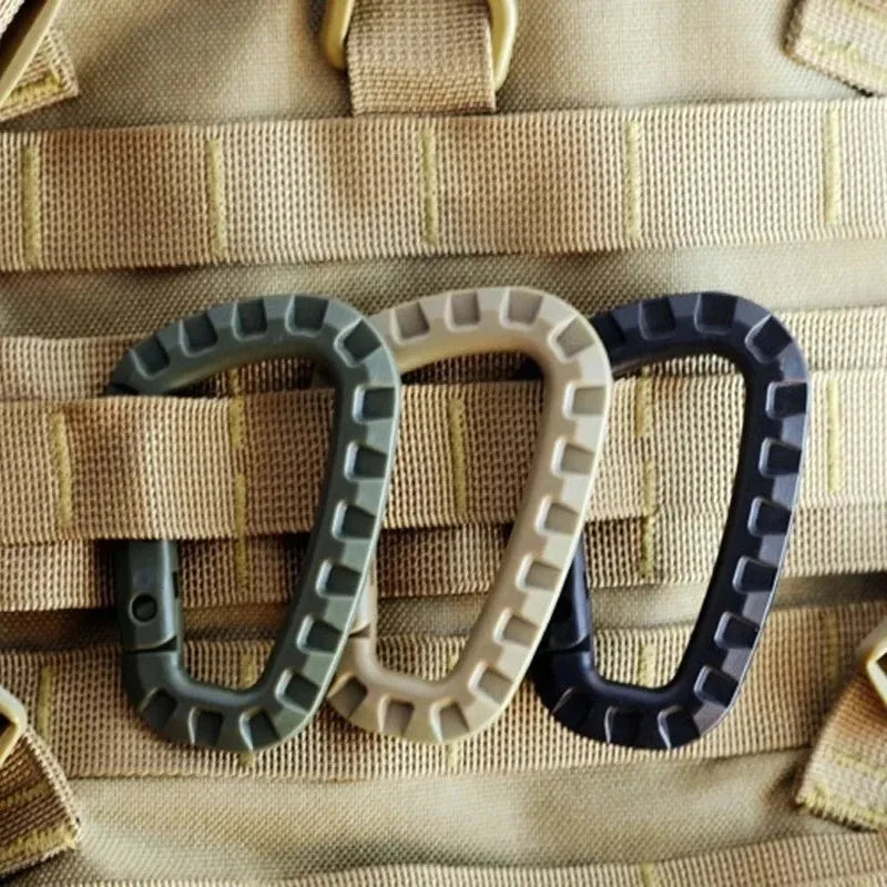 4/8/16pcs Tactical Plastic Carabiner Clip Keychain D-Shape Hard Spring Snap Gear Hook Outdoor Camping Hiking EDC Tools