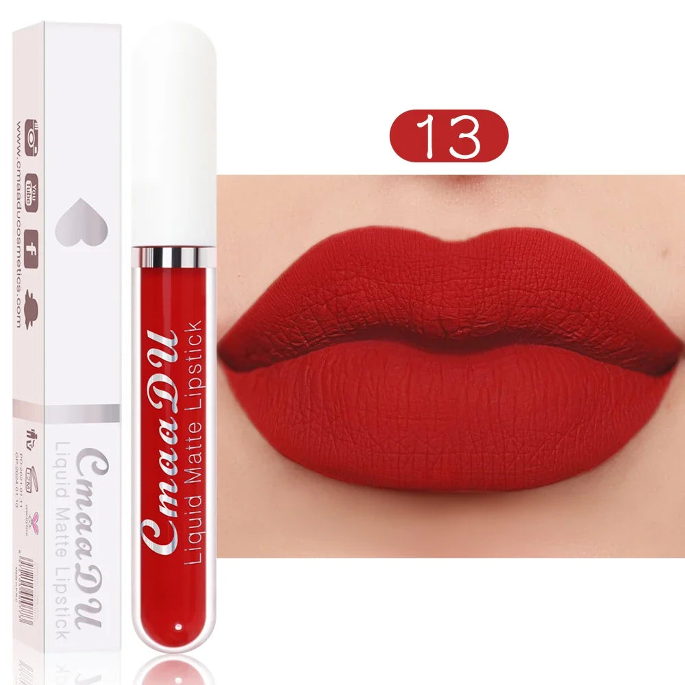CmaaDu 1 Pcs Matte Lip Gloss Liquid Lipstick- Lip Stains with Long-Lasting Waterproof,  Adult Age Range, Red Tones Easy to Color