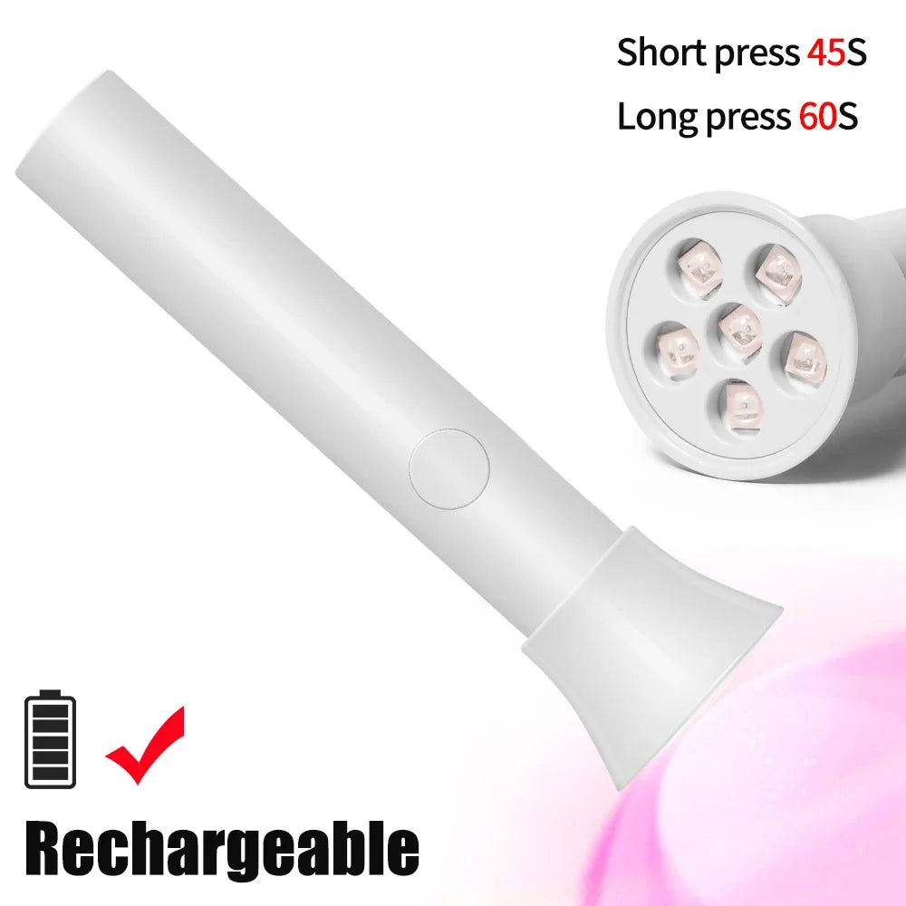 YIKOOLIN Handheld UV Light for Gel Nails  Mini UV Light for Gel Nails Cordless Rechargeable Mini Nail Lamp for Fast Curing Gel