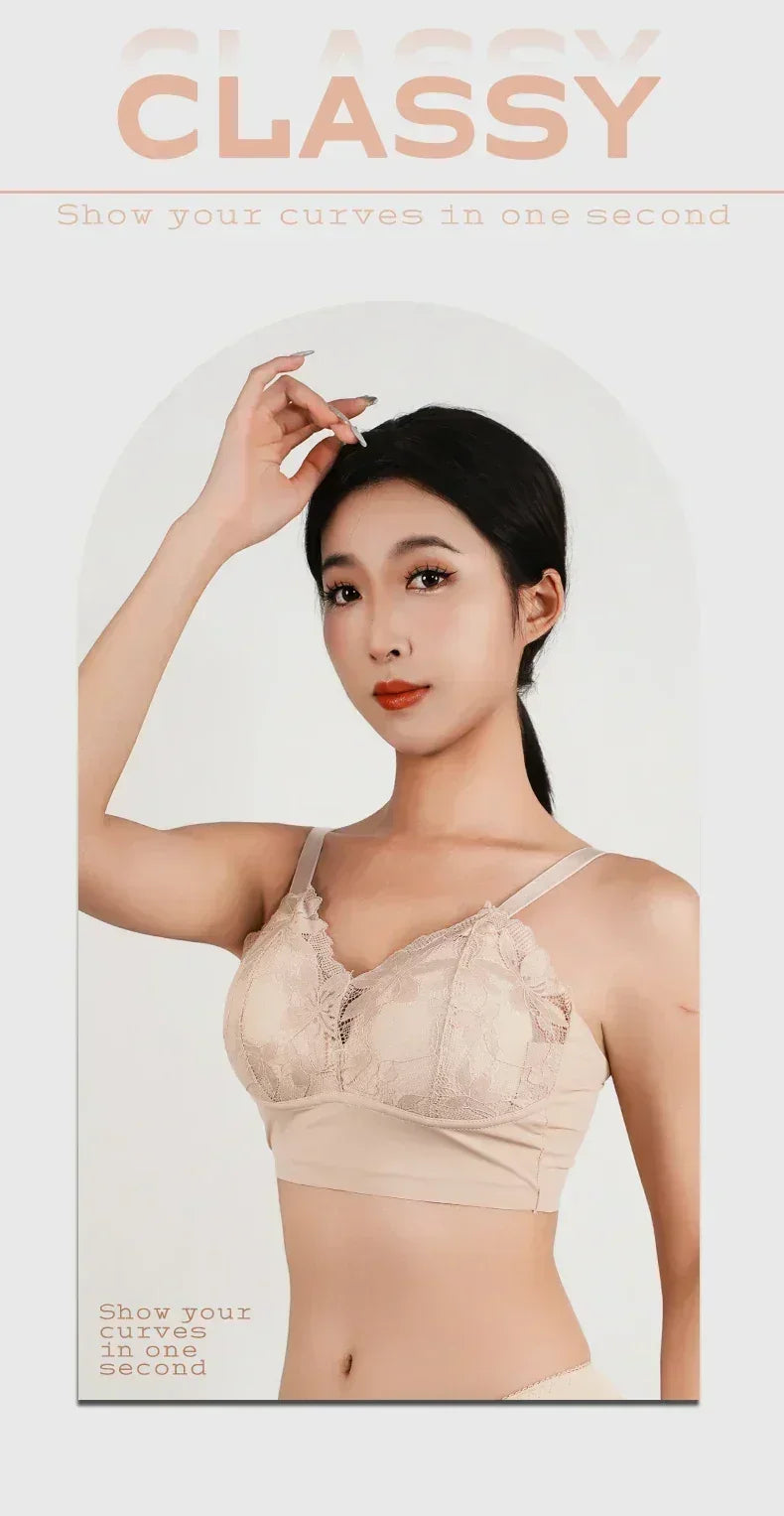 Hot Full Cup Thin Underwear Small Bra Plus Size Wireless Adjustable Lace Women's Bra Breast Cover B C Cup Large Size Lace Bras