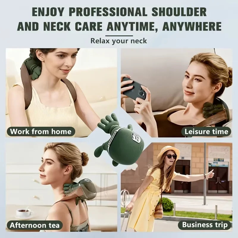 4D Bionic Finger Neck Shoulder Massager Wireless Neck Cervical Trapezius Kneading Massage Shawl Brushless Motor Neck masajeador