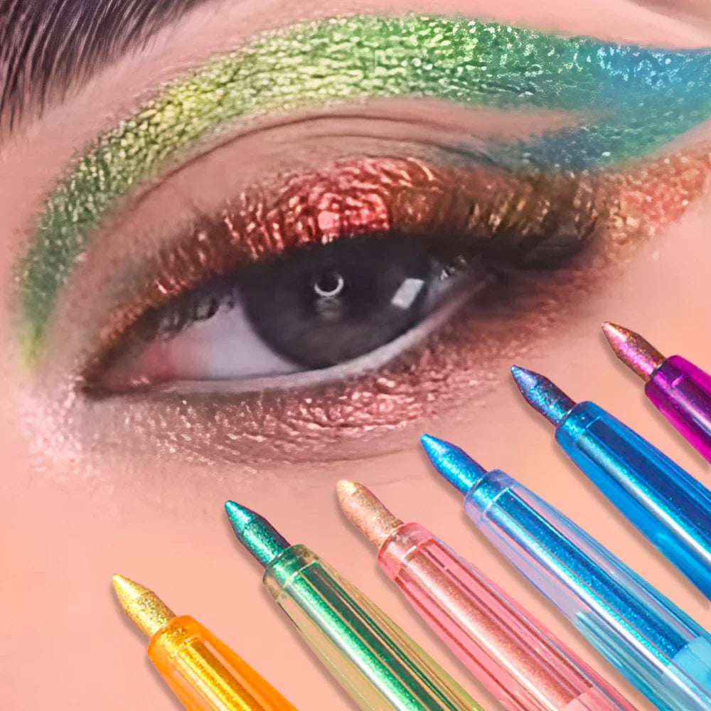 6 Colors Chameleons Eyeliner Pearl Metallic Gloss Shiny Eyeshadow Glitter Liner Multi Chrome Color Aurora Chaning Eye Makeup