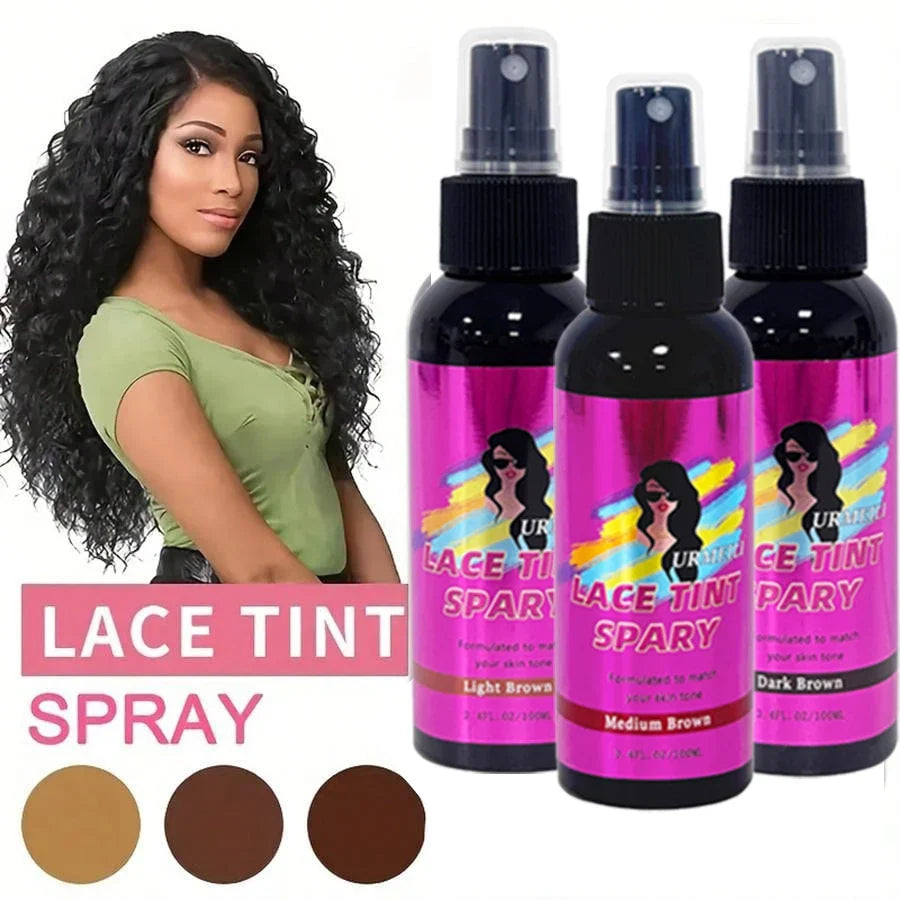 100ML Waterproof Lace Tint Spray Concealer Mousse Melting for Wigs Lace Closure Front Toupees Edge Control Hair Makeup
