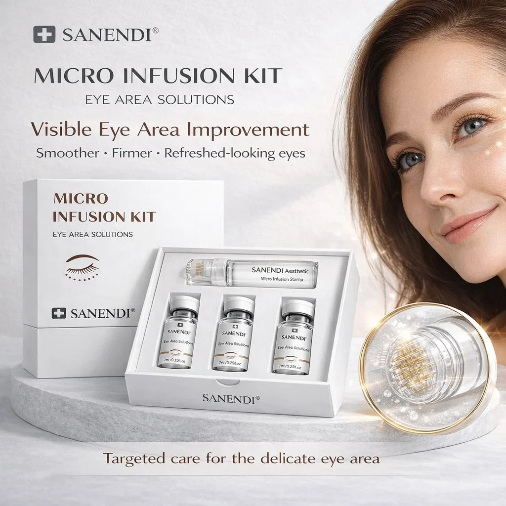 3 in 1 Micro-Infusion System for Eye & Face 0.05mm Stamp Hyaluronic Acid & Collagen Peptide Serum Firmer Home Skin Care 1Month