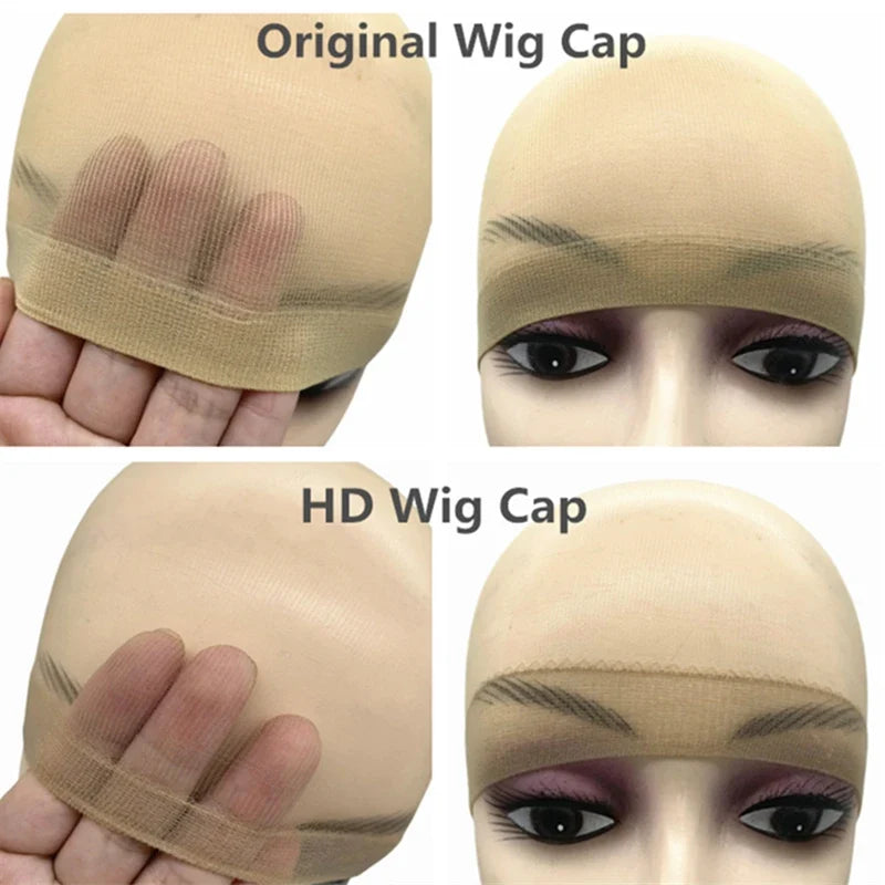 2/10/24Pieces Ultra-Thin HD Sheer Wig Caps for Women Invisible Stocking Bald Cap Lace Front Wig Accessories